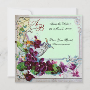 Invitation ROMANTICA 4 MONOGRAMME, Vert