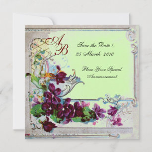 Invitation ROMANTICA 4 MONOGRAMME, Vert