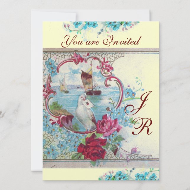 Invitation ROMANTİCA MONOGRAM Champagne Blanc Papier métalliq (Devant)
