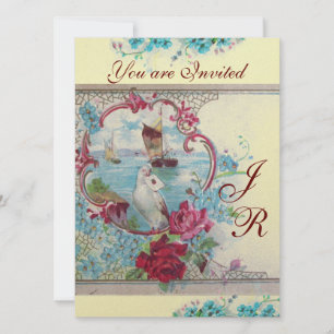 Invitation ROMANTİCA MONOGRAM Champagne Blanc Papier métalliq