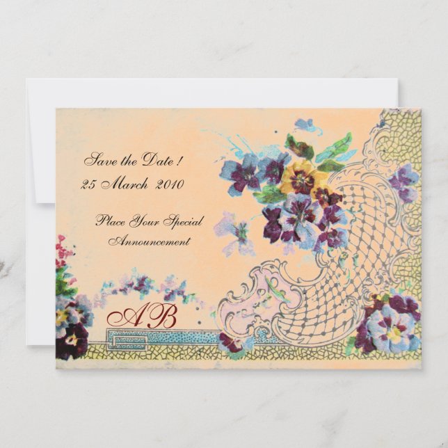 Invitation ROMANTİCA Peach Orange Floral Mariage Monogramme (Devant)