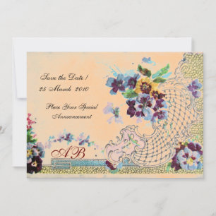 Invitation ROMANTİCA Peach Orange Floral Mariage Monogramme