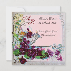 Invitation ROMANTIQUE 4 MONOGRAMME, Rose