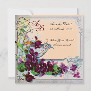 Invitation ROMANTIQUE 4 MONOGRAMME, Rose