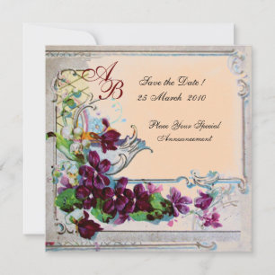 Invitation ROMANTIQUE 4 MONOGRAMME, Rose
