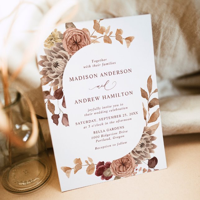 Invitation Romantique Automne Floral Oval Frame Mariage (Créateur téléchargé)