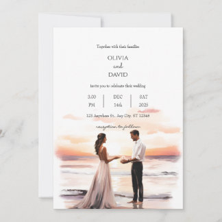 Invitation Romantique Beach Elopement Ocean Sunset Mariage