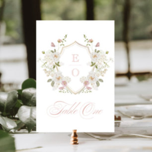 Invitation Romantique blanc de monogramme crête Numéro de tab