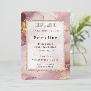 Invitation Romantique Blush Rose or Abstrait Floral Anniversa