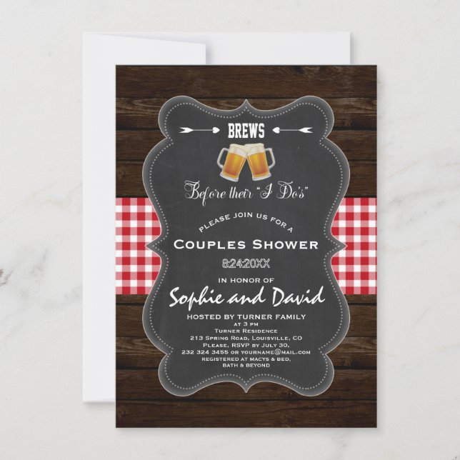 Invitation Romantique BREWS avant leur Fiançailles "je fais" (Devant)