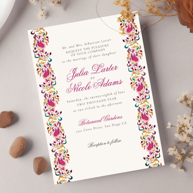 Invitation Romantique classique Pearl Swan Mariage de cadre f (Créateur téléchargé)