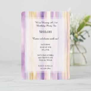 Invitation Romantique crème violet Iris raypes Anniversaire