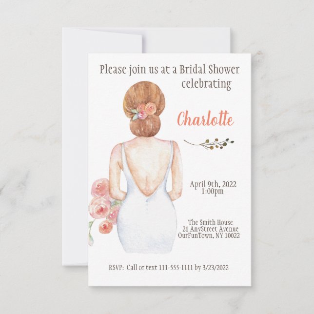 Invitation romantique de douche de mariée (Devant)