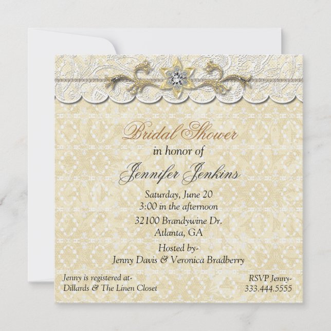 Invitation romantique de Fête de la mariée de (Devant)