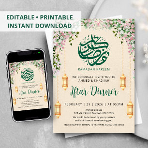 Invitation romantique de Ramadan Iftar à la guirla