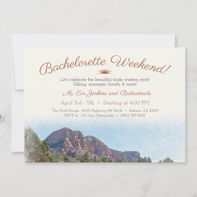 Invitation Romantique Dessert Bachelorette Week-end (Devant)