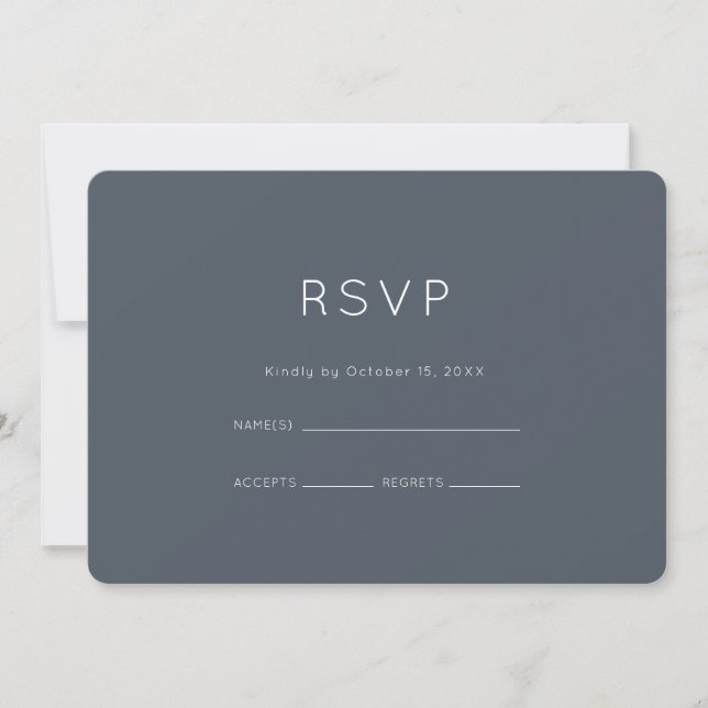 Invitation Romantique Dusty Blue Wedding RSVP (Devant)