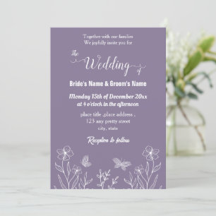 Invitation Romantique élégant mariage floral mauve