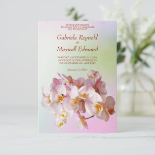 Invitation Romantique Élégant Rose blanc Orchidées Mariage