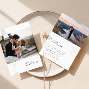 Invitation Romantique Élégant Script photo mariage invite