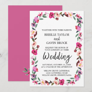 Invitation Romantique Fairytale Blossom Wreath Mariage
