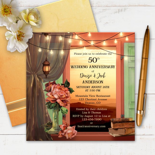 Invitation Romantique Fantaisiste Anniversaire de Mariage Vin (Créateur téléchargé)