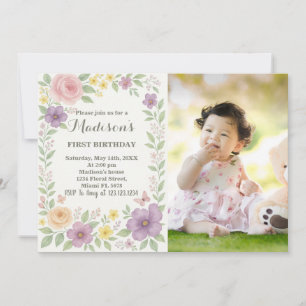 Invitation Romantique Floral Premier anniversaire