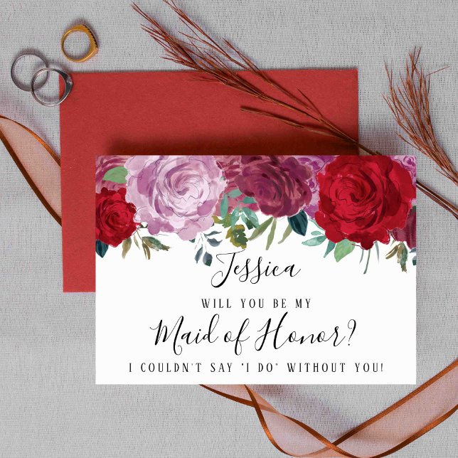 Invitation Romantique Floral Serez-Vous Ma Fille D'Honneur ? (Créateur téléchargé)