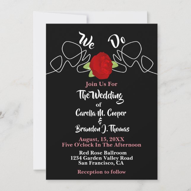 Invitation Romantique glamour Nous faisons Rose rouge Mariage (Devant)