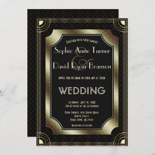 Invitation Romantique Gold Great Gatsby Art Déco Mariage des