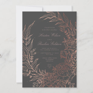 Invitation Romantique Gris Classique Mariage de la couronne d