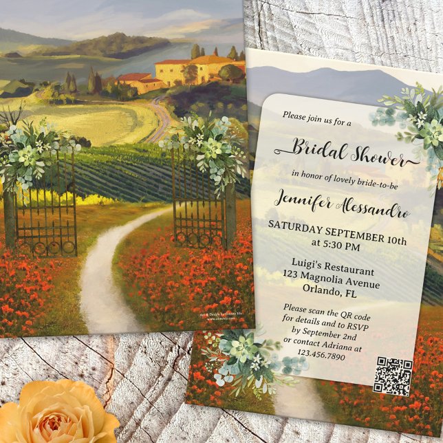 Invitation Romantique Italien QR Code nuptiale douche Invitat (Créateur téléchargé)