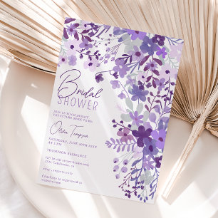 Invitation Romantique lavende fleurs sauvages printemps nupti