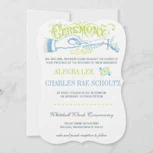 Invitation Romantique Lime Aqua Vintage Gatsby Typographie