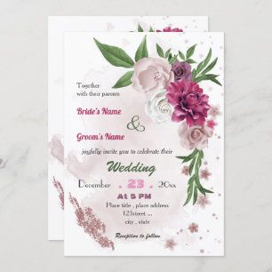 Invitation romantique mauve mariage
