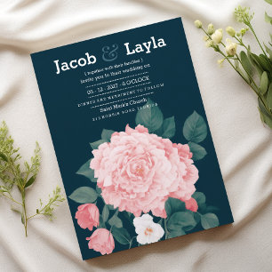 Invitation Romantique mauve rose rose rose rose mariage