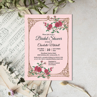 Invitation Romantique médiévale avec Fête des mariées en bois