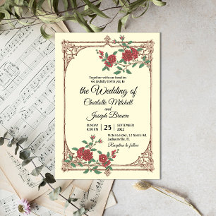 Invitation Romantique médiévale avec Mariage en bois