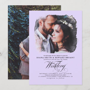 Invitation Romantique Moderne Élégant Deux Photos Mariage Inv