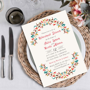 Invitation Romantique Moderne Élégant Floral Dîner de Répétit