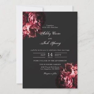 Invitation Romantique Moody Gothique Dark Floral Mariage