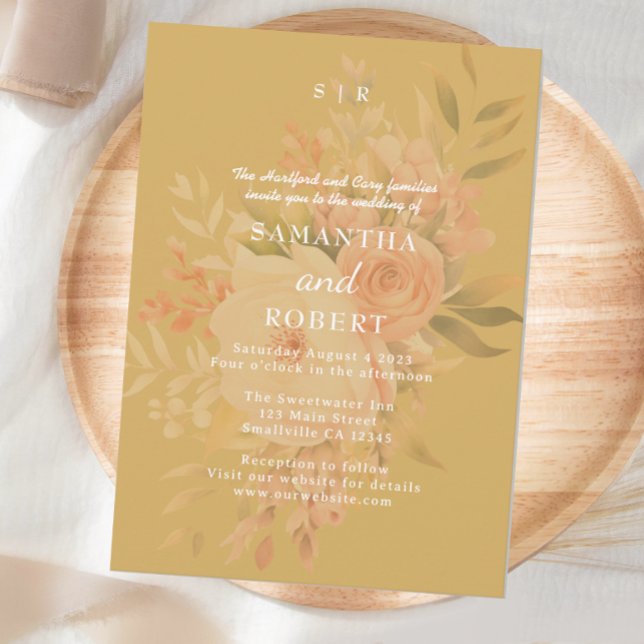 Invitation Romantique Mustard Boho Floral (Créateur téléchargé)