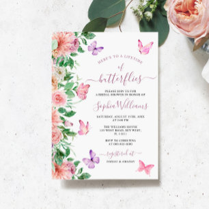 Invitation Romantique Papillon Floral Douche nuptiale Invitat