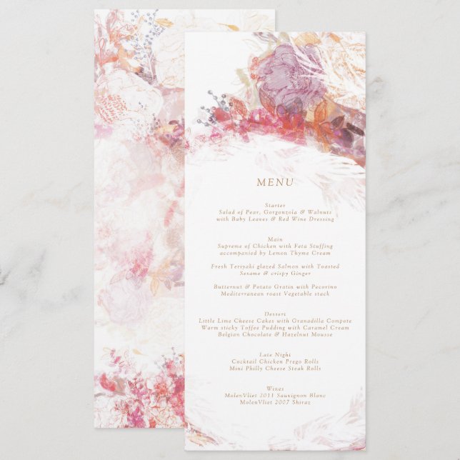 Invitation Romantique Printemps rose Fleur Mariage Accueil Me (Devant / Derrière)