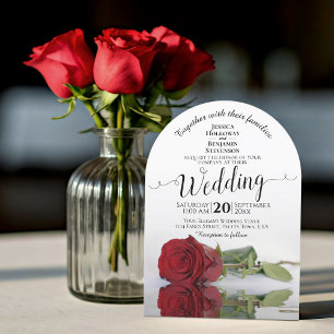 Invitation Romantique reflétant Rose rouge Élégant Mariage d'