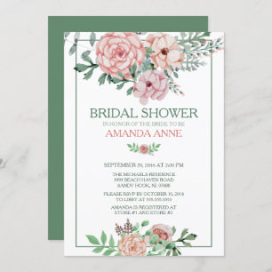 Invitation Romantique Rose Floral Douche nuptiale