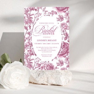 Invitation Romantique Rose Floral Poudré Mariage Fête Prénupt