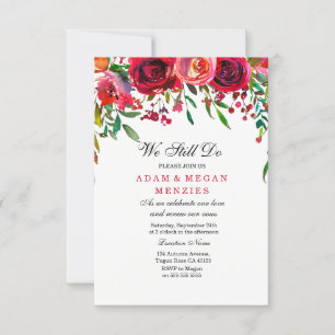 Invitation Romantique Rose rouge Mariage Vow Renouvellement I
