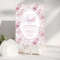 Romantique Rose Velours Floral Toile Mariage