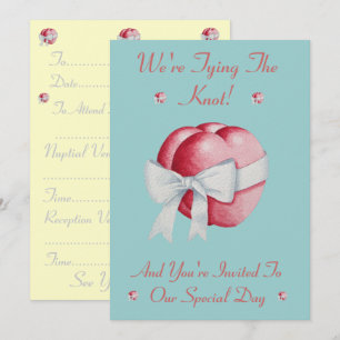 Invitation romantique rouge amour coeur blanc arc mariage